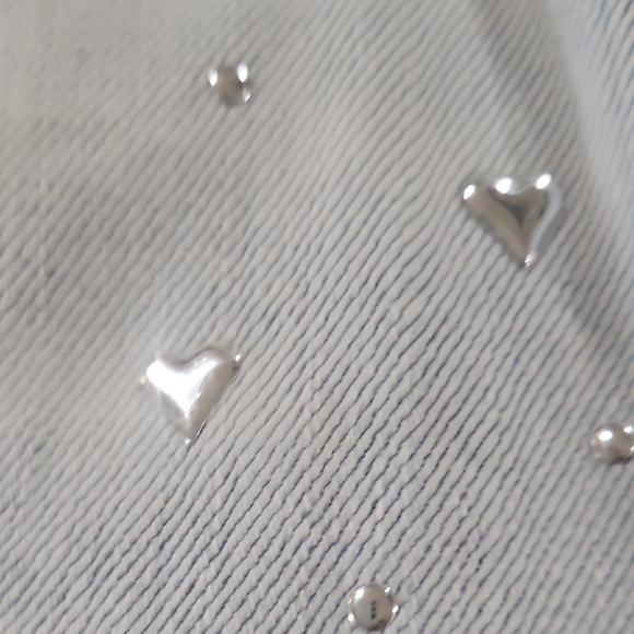 Topshop Blue and Silver Jean Shorts with Studded Heart Embellishments - Picture 9 of 9